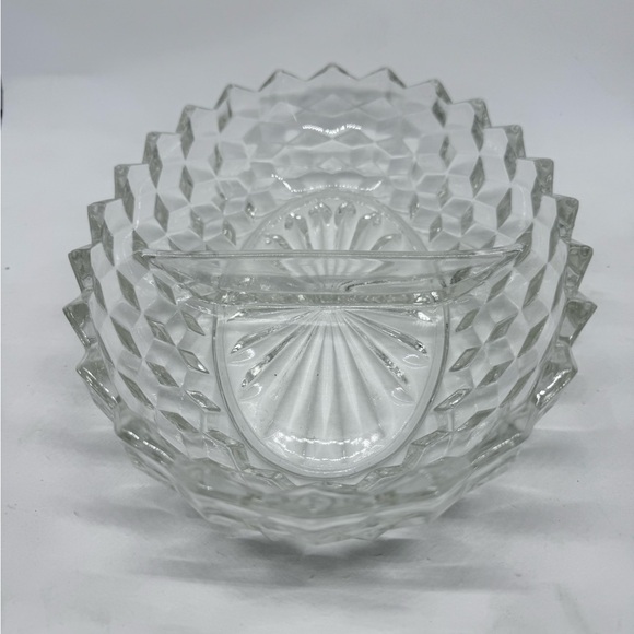 Vintage Fostoria American Clear Pressed Glass Oval Divided Relish Vegetable Dish - Picture 2 of 5